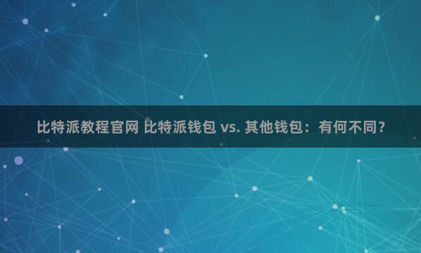   比特派教程官网 比特派钱包 vs. 其他钱包：有何不同？