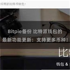   Bitpie备份 比特派钱包的最新功能更新：支持更多币种！