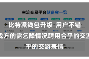 比特派钱包升级  用户不错证据我方的需乞降情况聘用合乎的交游表情